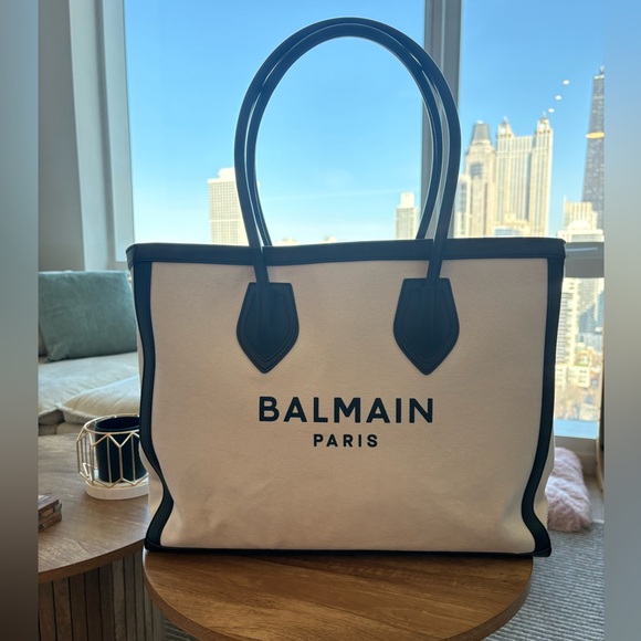 Balmain Handbags - Balmain Black and White B Army 42 Tote Bag